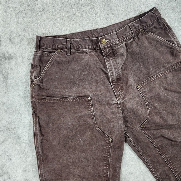 Vintage Carhartt Pants Mens 38x30 Brown B136 Double Knee Loose Fit Carpenter - Picture 4 of 14